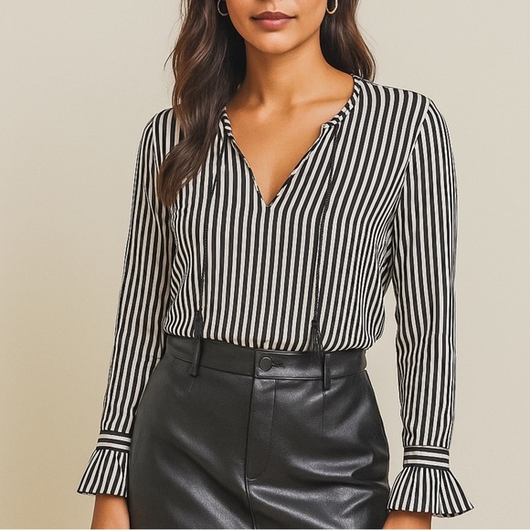 Ann Taylor Tops - Ann taylor flowy pinstripe tassel tie top ❤️